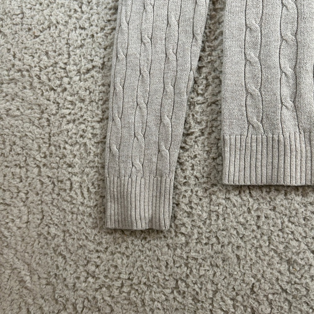 LOFT Ann Taylor Cable Knit V Neck Sweater Tan Long Sleeve Women's Size S - Picture 3 of 9
